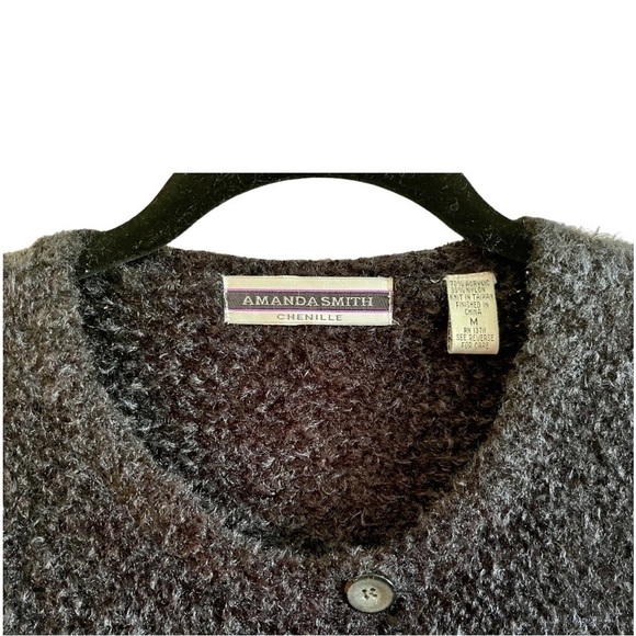 AMANDA SMITH, WOMENS, SOFT, BLACK CHENILLE SWEATER TOP. SIZE M - Picture 2 of 3